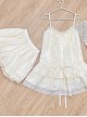 A Small Cloud Series Retro Low Waist Plaid Jacquard Lace Kawaii Fashion Halter Sleeveless Suspender Dress Shirt Pants Set