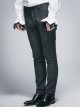 Gothic Style Simple Stretch Jacquard Fabric Side Seam Webbing Decoration Black Classic Daily Trousers