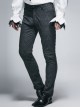 Gothic Style Simple Stretch Jacquard Fabric Side Seam Webbing Decoration Black Classic Daily Trousers