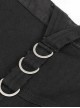 Punk Style Elastic Twill Splicing Viscose Front Center Zipper Eyelet Strap Buckle Decoration Black Wide Leg Pants