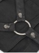 Punk Style Elastic Twill Splicing Viscose Front Center Zipper Eyelet Strap Buckle Decoration Black Wide Leg Pants