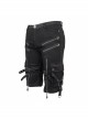 Punk Style Elastic Twill Splicing Viscose Front Center Zipper Eyelet Strap Buckle Decoration Black Wide Leg Pants