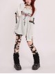 Dragon Skeleton Series Dark Subculture Embroidered Rivets Kawaii Fashion Long Sleeve Loose Shoulder Bare Knit Top Shirt