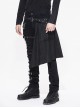 Punk Style Personality Twill Woven Hole Hollow Fabric With Detachable Belt Metal Eyelet Buckle Black Slim Trousers