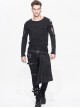 Punk Style Personality Twill Woven Hole Hollow Fabric With Detachable Belt Metal Eyelet Buckle Black Slim Trousers