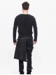 Punk Style Personality Twill Woven Hole Hollow Fabric With Detachable Belt Metal Eyelet Buckle Black Slim Trousers