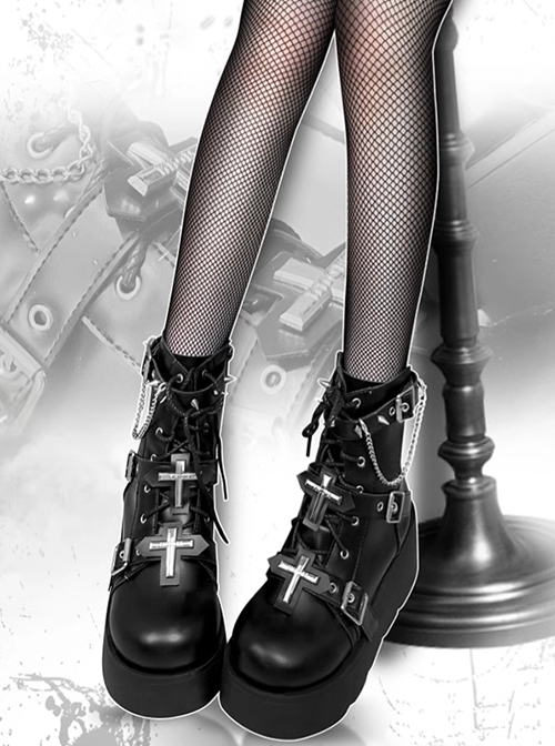 Cross Of Thorns Series Black Thick Bottom Punk Lolita Muffin Subculture Spice Girls Short Knight Martin Boots