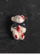 Handmade Dark Subculture Bloody Plush Bear Pin Ribbon Bowknot Tie Gothic Lolita Hairpin Side Clip