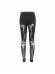 Punk Style Stretch Knit Fabric Skull Print On The Front Black Breathable Daily Leggings