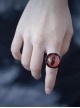 Dark Gothic Subculture Handmade Halloween Longan Red Eyeball Cool Vertical Pupil Punk Alloy Ring