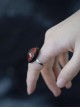 Dark Gothic Subculture Handmade Halloween Longan Red Eyeball Cool Vertical Pupil Punk Alloy Ring