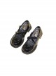 French Style Black British College Style Cross Straps Cute Round Toe Thick Sole Mary Jane Leather Shoes