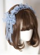 Deep Sea Hospital Series Versatile Pearl Blue Mesh Yarn Ruffles Bowknot Lace Sweet Lolita Hairband