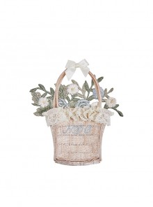 The Heart Of The Broken Story Series Pastoral Style Flower Basket Classic Lolita Embroidered Brooch