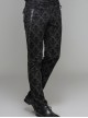 Gothic Style Elastic Flocked Twill Print Side Triangle Eyelet Tie String Decorated Black Gorgeous Trousers