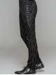 Gothic Style Elastic Flocked Twill Print Side Triangle Eyelet Tie String Decorated Black Gorgeous Trousers