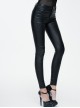 Punk Style Simple Elastic Rough Grain Imitation Leather Black Daily Skinny Leggings