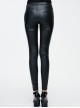 Punk Style Simple Elastic Rough Grain Imitation Leather Black Daily Skinny Leggings