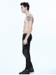 Punk Style Comfortable Twill Fabric Front Accordion Pockets With Zipper Decoration Black Slim Pants