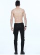 Punk Style Comfortable Twill Fabric Front Accordion Pockets With Zipper Decoration Black Slim Pants