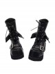 Black Leather Halloween Christmas Cool Rock Diamond Toe Thick Punk Muffin Punk Gothic Fashion Short Tube Boots