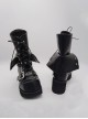 Black Leather Halloween Christmas Cool Rock Diamond Toe Thick Punk Muffin Punk Gothic Fashion Short Tube Boots