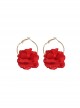 Korean Version Kawaii Fashion Gorgeous Floral Fabric Colorful Flowers Alloy Large Circle Earrings