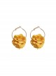 Korean Version Kawaii Fashion Gorgeous Floral Fabric Colorful Flowers Alloy Large Circle Earrings