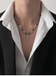 Silver Metal Titanium Cross Beads Retro Rock Fashionable Versatile Sweater Chain Gothic Punk Style Necklace