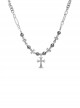 Silver Metal Titanium Cross Beads Retro Rock Fashionable Versatile Sweater Chain Gothic Punk Style Necklace