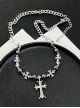 Silver Metal Titanium Cross Beads Retro Rock Fashionable Versatile Sweater Chain Gothic Punk Style Necklace