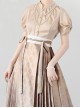 Mercerized Satin Three-Dimensional Pleated Elegant Puff Sleeve Soft Classic Lolita Bowknot Tie Shirt