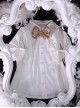 Mercerized Satin Three-Dimensional Pleated Elegant Puff Sleeve Soft Classic Lolita Bowknot Tie Shirt