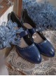 Vintage Palace Style Handmade Carved Elegant Classic Lolita Wine Glass Heel Female Mary Jane Pointed Leather Shoes