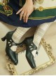 Vintage Palace Style Handmade Carved Elegant Classic Lolita Wine Glass Heel Female Mary Jane Pointed Leather Shoes