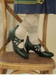 Vintage Palace Style Handmade Carved Elegant Classic Lolita Wine Glass Heel Female Mary Jane Pointed Leather Shoes