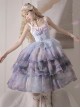 Swan Lake Series Dreamy Lavender Purple Oil Painting Texture Ballet Style Yarn Hem Classic Lolita Sleeveless Dress