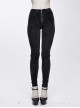 Punk Style Simple Elastic Dark Pattern Fabric With Detachable Waist Bag Leg Bag Black Daily Slim Pants