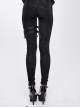 Punk Style Simple Elastic Dark Pattern Fabric With Detachable Waist Bag Leg Bag Black Daily Slim Pants