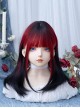 Strawberry Jam Series Red-Black Gradient Flat Bangs Long Straight Hair Sweet Cool Punk Lolita Wig