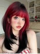 Strawberry Jam Series Red-Black Gradient Flat Bangs Long Straight Hair Sweet Cool Punk Lolita Wig