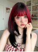 Strawberry Jam Series Red-Black Gradient Flat Bangs Long Straight Hair Sweet Cool Punk Lolita Wig