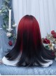 Strawberry Jam Series Red-Black Gradient Flat Bangs Long Straight Hair Sweet Cool Punk Lolita Wig