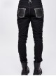 Punk Style Stretch Twill Front Center Cross Metal Rivet Decoration Black Daily Pants