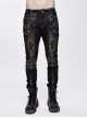 Punk Style Elastic Twill Front Center Cross Metal Rivet Decoration Black And Brown Daily Pants