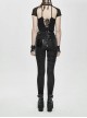 Punk Style Sexy Asymmetrical Elastic Tight Waist Detachable Six Pointed Star Leather Decoration Black Simple Pants