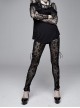 Gothic Style Sexy Flocking See-Through Side Slits Tied With Black Sexy Pants