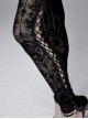 Gothic Style Sexy Flocking See-Through Side Slits Tied With Black Sexy Pants