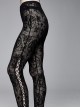 Gothic Style Sexy Flocking See-Through Side Slits Tied With Black Sexy Pants