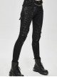 Punk Style Elastic Twill Side Three Dimensional Stripe Layer Side Tie Black Old-Fashioned Daily Slim Pants